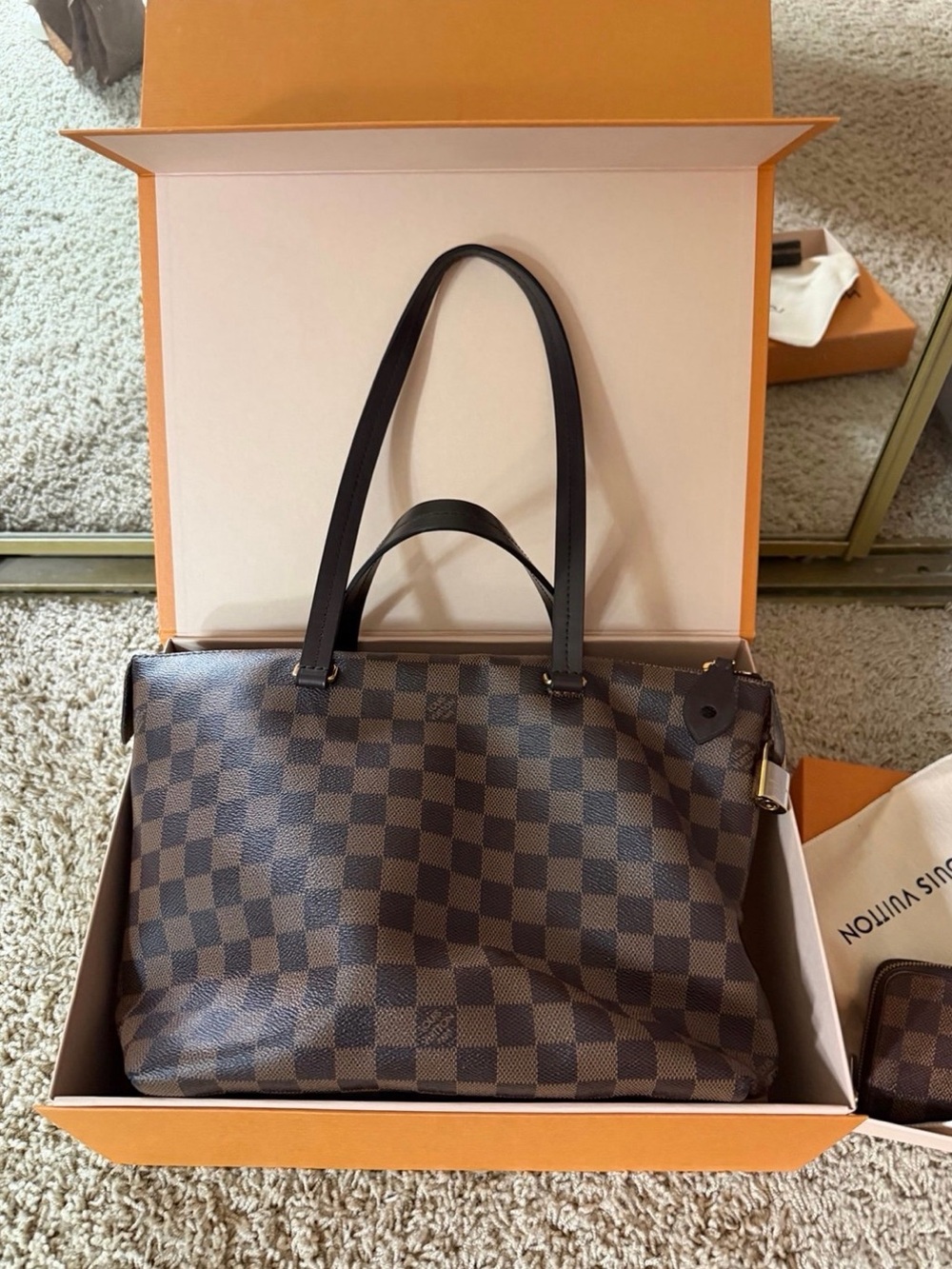 Louis Vuitton Iéna tote bag and wallet in Damier Ébène canvas